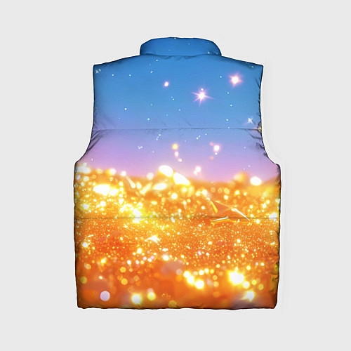 Женский жилет Золотые шарики на голубом фоне / 3D-Черный – фото 2