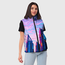 Женский жилет Абстракция с небоскребами, цвет: 3D-черный — фото 2