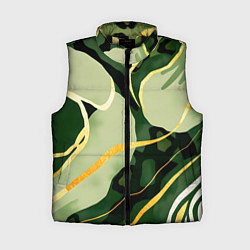 Женский жилет Зеленый природный паттерн, цвет: 3D-черный