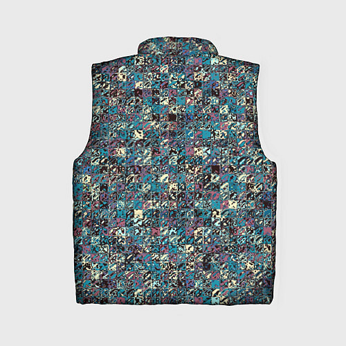 Женский жилет Бордово-голубой квадратный паттерн / 3D-Черный – фото 2