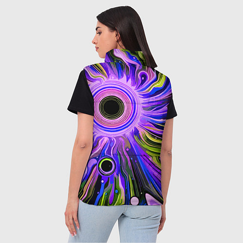 Женский жилет Абстрактный неоновый космос - чёрная дыра / 3D-Красный – фото 4