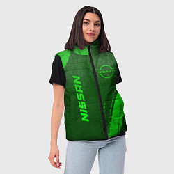 Женский жилет Nissan - green gradient вертикально, цвет: 3D-черный — фото 2