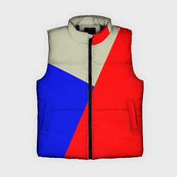 Женский жилет Серо-сине-красный трёхцветный