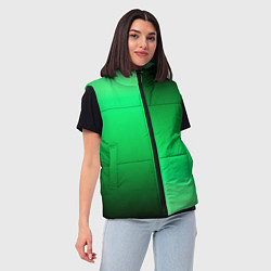 Женский жилет Чёрно-зелёный градиент пополам, цвет: 3D-черный — фото 2
