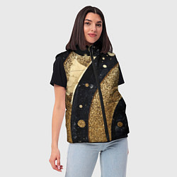 Женский жилет Выпуклая золотая текстура на черном, цвет: 3D-черный — фото 2