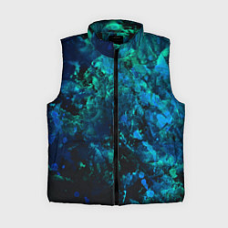 Женский жилет Абстракция - blue-green paint spill, цвет: 3D-черный