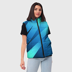 Женский жилет Сине-голубой абстрактные полосы, цвет: 3D-черный — фото 2