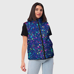 Женский жилет Синий с разноцветными брызгами, цвет: 3D-черный — фото 2