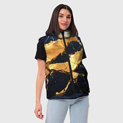 Женский жилет Золотая текстура на синем, цвет: 3D-черный — фото 2