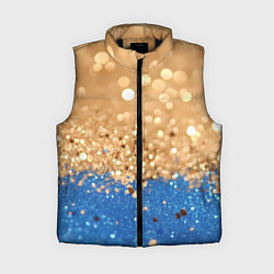 Женский жилет Золотистые блестки и синий низ, цвет: 3D-черный