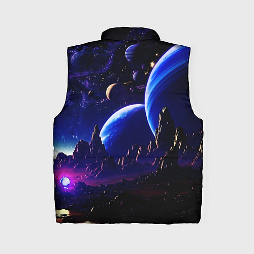 Женский жилет Фантастический космос тёмно-синий / 3D-Черный – фото 2