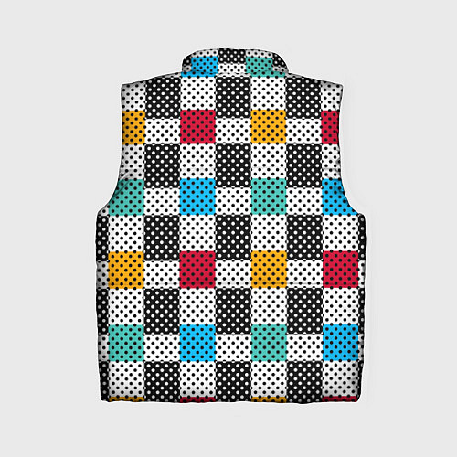 Женский жилет Узор в горошек пэчворк разноцветный / 3D-Черный – фото 2