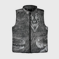 Женский жилет Черепа динозавров - эскиз, цвет: 3D-черный