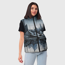 Женский жилет Небоскребы и скалы, цвет: 3D-черный — фото 2