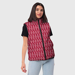 Женский жилет Красно белый геометрический узор ретро, цвет: 3D-черный — фото 2