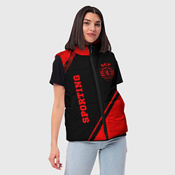 Женский жилет Sporting - red gradient вертикально, цвет: 3D-черный — фото 2