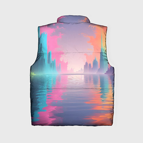 Женский жилет Город в розовом тумане / 3D-Черный – фото 2