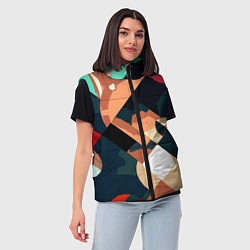 Женский жилет Сине-бежевый абстракция, цвет: 3D-черный — фото 2