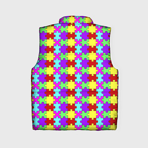 Женский жилет Яркие паттерн разноцветный пазл / 3D-Черный – фото 2