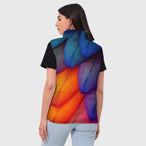 Женский жилет Радужные перья попугая / 3D-Красный – фото 4