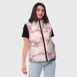 Женский жилет Розовая абстракция с мраморной текстурой и блеском, цвет: 3D-черный — фото 2