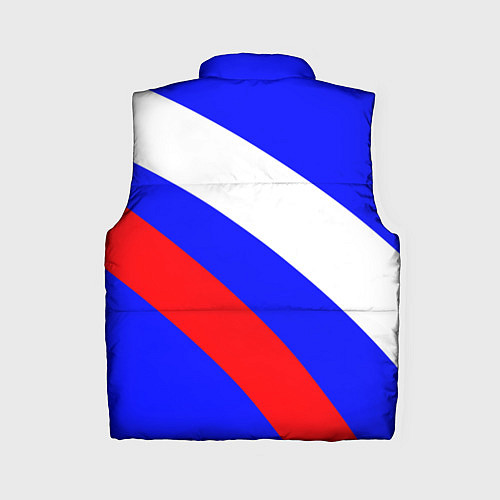 Женский жилет Герб России на фоне триколора синий / 3D-Красный – фото 2