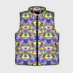 Женский жилет Неоновый акварельный орнамент икат, цвет: 3D-черный