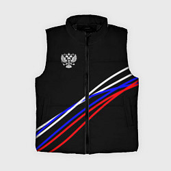 Женский жилет Герб и полосы цветов флага на чёрном