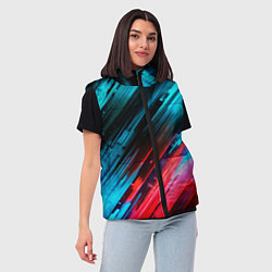 Женский жилет Синяя и красная краска на черном, цвет: 3D-черный — фото 2