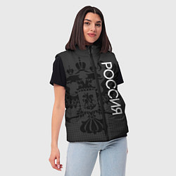 Женский жилет Россия тёмный серый с гербом, цвет: 3D-черный — фото 2