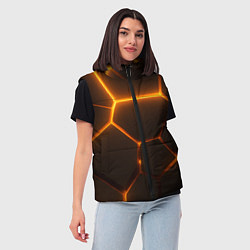 Женский жилет Оранжевое свечение текстура, цвет: 3D-черный — фото 2