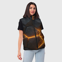 Женский жилет Черные плиты с оранжевой молнией, цвет: 3D-черный — фото 2