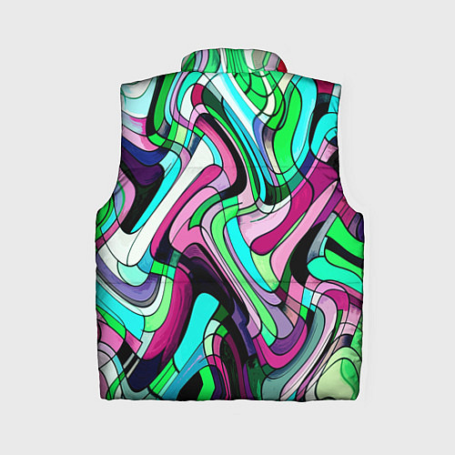 Женский жилет Зелёно-розовый искажённая абстракция / 3D-Черный – фото 2