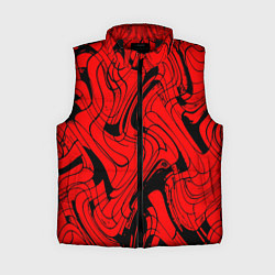 Женский жилет Чёрно-красный абстрактный линии, цвет: 3D-черный