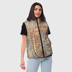 Женский жилет Стимпанк механический киберхамелеон, цвет: 3D-черный — фото 2