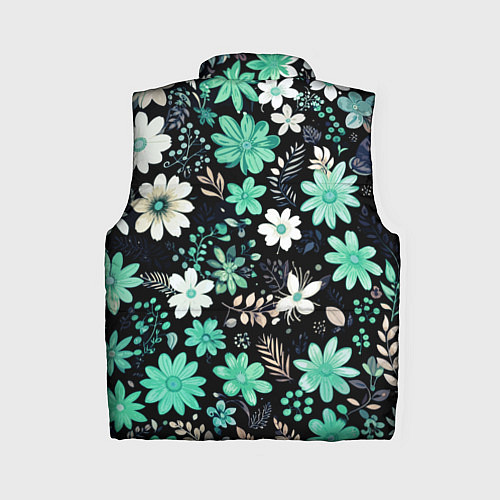 Женский жилет Чёрный в зелёный цветочек стилизованный / 3D-Черный – фото 2