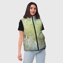 Женский жилет Абстракция - white waves on green background, цвет: 3D-черный — фото 2