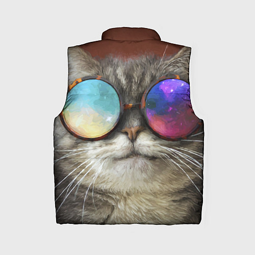 Женский жилет A Cat with multicolored glasses / 3D-Черный – фото 2