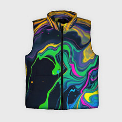 Женский жилет Разводы и переливы разноцветной краски, цвет: 3D-черный