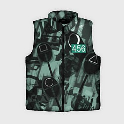 Женский жилет Номер 456 на фоне масок игры в кальмара, цвет: 3D-черный