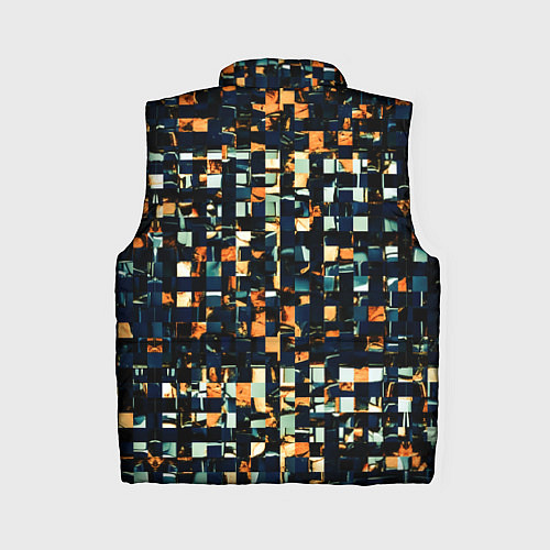 Женский жилет Тёмный синий с оранжевым кубики абстракция / 3D-Черный – фото 2
