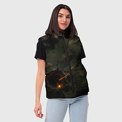 Женский жилет Огненные следы от пуль на камуфляже, цвет: 3D-черный — фото 2