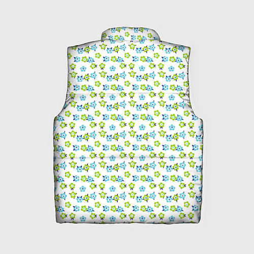 Женский жилет Мелкие синие цветы ретро на белом фоне / 3D-Черный – фото 2