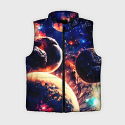 Женский жилет Фантастический космос планеты, цвет: 3D-черный