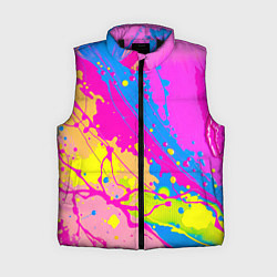 Женский жилет Яркая абстракция из розовых и голубых красок, цвет: 3D-черный