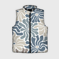 Женский жилет Цветы blue and beige pattern, цвет: 3D-черный