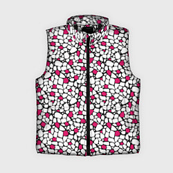Женский жилет Мелкий красно белый мозаичный узор на черном, цвет: 3D-черный