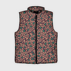 Женский жилет Мелкий мозаичный коричневый зеленый узор хакки, цвет: 3D-черный