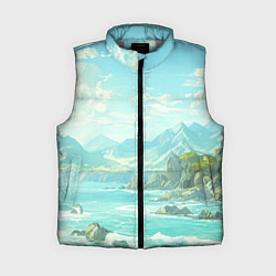 Женский жилет Художественный берег со скалами