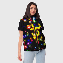Женский жилет Doom новогодние искры, цвет: 3D-черный — фото 2